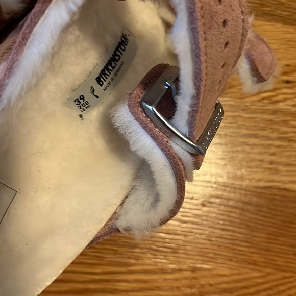 Birkenstock Arizona Shearling Suede Leather Size 8 Light Rose NWT - Picture 12 of 13